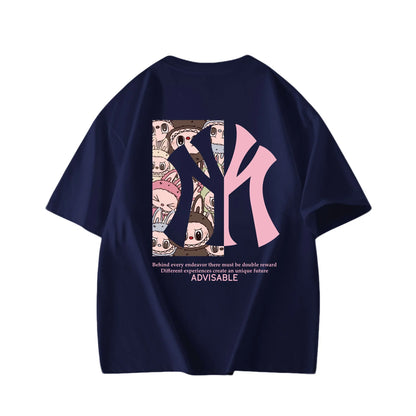 Men's and Women's Short-sleeved T-shirts, Pure Cotton, Luxurious, High Quality, Fabric Printing, Brand, Summer