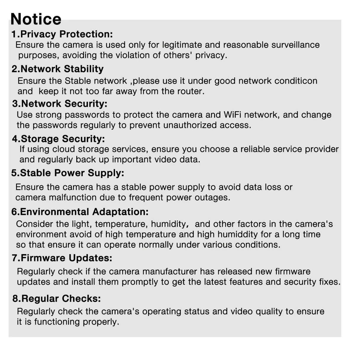 Home security camera, featuring night vision function, two-way audio, horizontal/vertical/zoom functions, used for motion tracki
