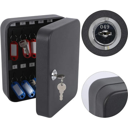 Combination Key Cabinet 20 Key Hooks Key Box Wall Mounted with Key/Code Lock Key Storage Lock Box Key Cabinet Security Lock Box