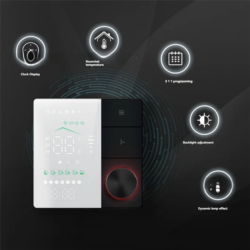 ABJN-Tuya Smart Thermostats For Air Conditioner With WIFI Remote Control Smart Knob Thermostat LED Temperature Control Switch C