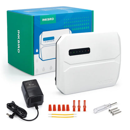 INKBIRD Smart Sprinkler Controller IIC-600-WIFI 6 Zones Auto Irrigation Controller for Rain Skip Seasonal Adjustment of Plants