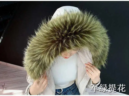 Detachable Faux Fur Collar Extra Large Warm Fake Fur Scarf Wrap Evening Cape For Winter Womens Coat Faux Fur Hood Ttrim Collar