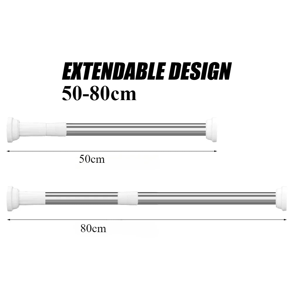 Adjustable Shower Curtain Pole Telescopic Curtain Pole Extendable Curtain Pole Shower Curtain Rod No Drill Curtain Rod