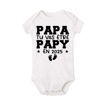 Dad You Will Become A Dad in 2025 Print Infant Rompers Casual Pregnancy Announcement Jumpsuit Short Sleeve Fashion Babys Clothes