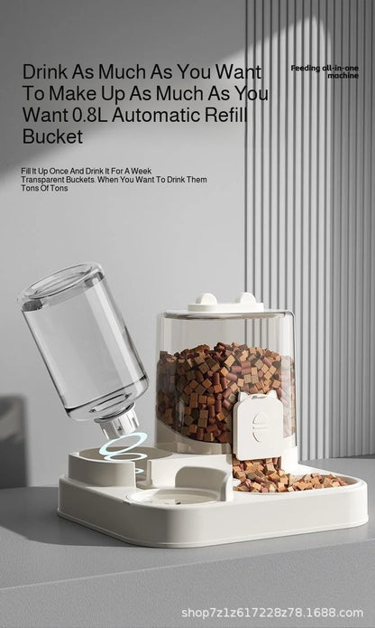 Automatic Dog Cat Feeder and Water Dispenser Gravity Food Feeder and Waterer Set with Pet Food Bowl Universal Pet Products