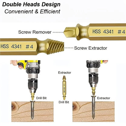 Damaged Screw Extractor Broken Bolt Stripped Set Double Head Tool Easy Out Removal Disassemble Stud Slip Teeth Demolish Remover