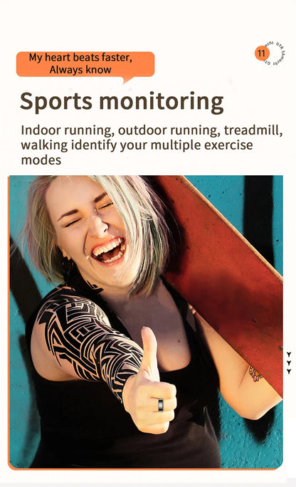 Smart Ring For Women Men Health Tracker Heart Rate Blood Oxygen Monitor Multi Sports Sleep Fitness 5ATM Waterproof Smartring