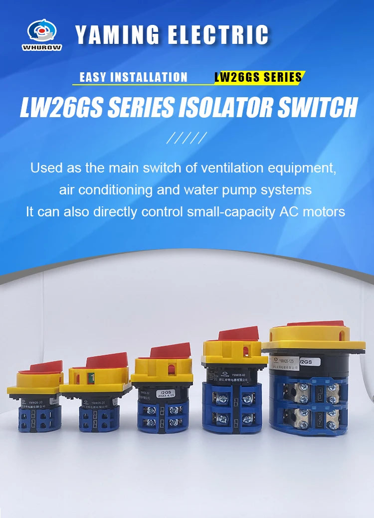 LW26GS-32/3 YMW26GS-32A 690V Manufacturer Pad Lock Power Cut Off Motorized Rotary Cam Switch Electrical Changeover Selector
