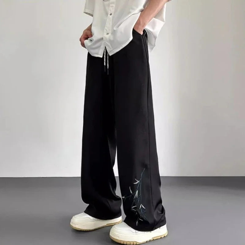 Social Tailoring Business Work Man Suits Pants Office Ice Silk Cooling Trousers for Men Fabric Korean Style Clothes Designer Up