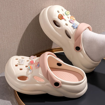 Women Thick Bottom Hole Shoes Summer Beach Platform Sandals Fashion Comfortable Indoor Outdoor Slippers
