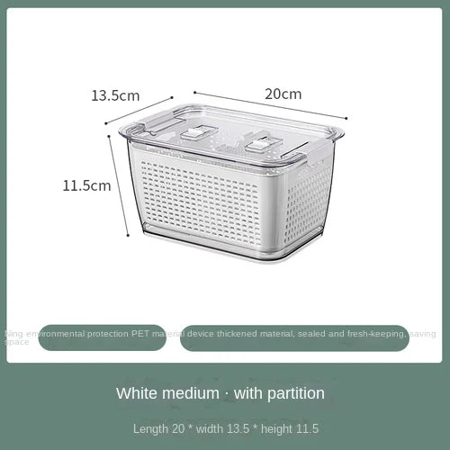 Fridge Storage Box Refrigerator Fresh Vegetable Fruit Boxes Drain Basket Storage Containers With Lid Kitchen Tools Organizer