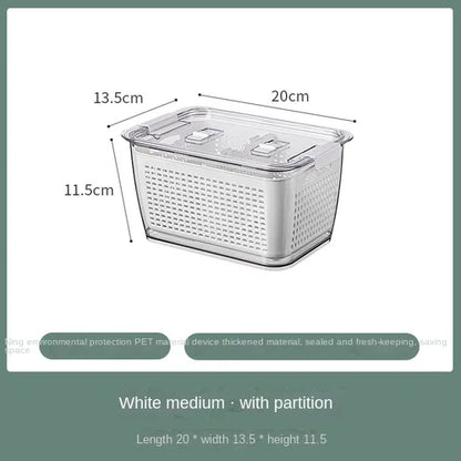 Fridge Storage Box Refrigerator Fresh Vegetable Fruit Boxes Drain Basket Storage Containers With Lid Kitchen Tools Organizer