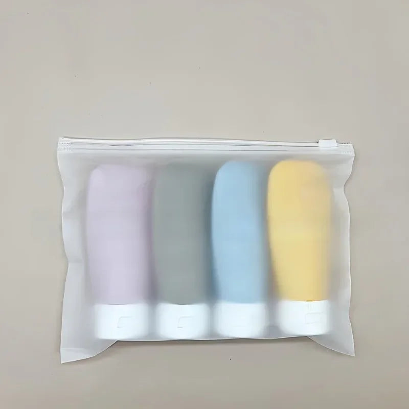 4-Piece Silicone Leak-Proof Travel Bottle Set Portable Refillable Squeezable Containers for Toiletries Lotion Business Trip