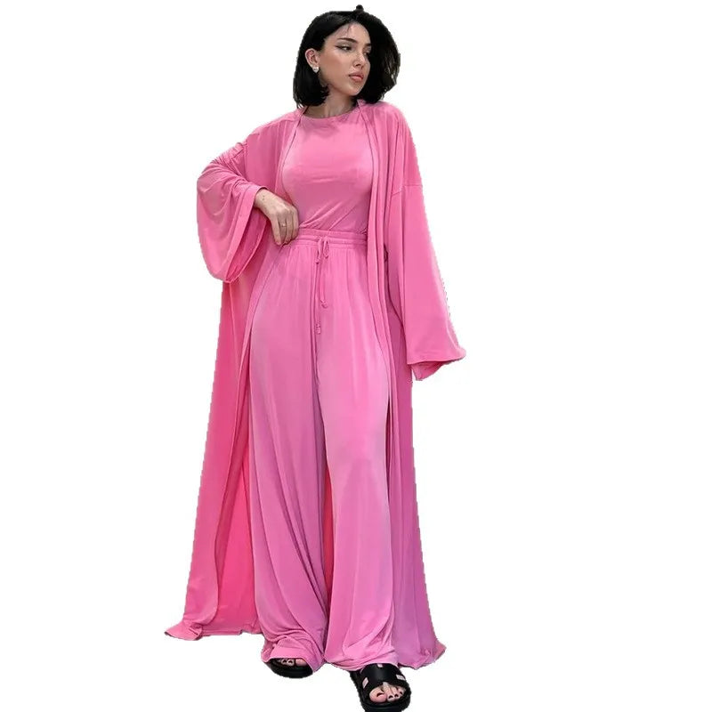 Women's clothing 2025 spring and summer new casual loose jacket sleeveless vest wide-leg trousers three-piece club clothing Vest