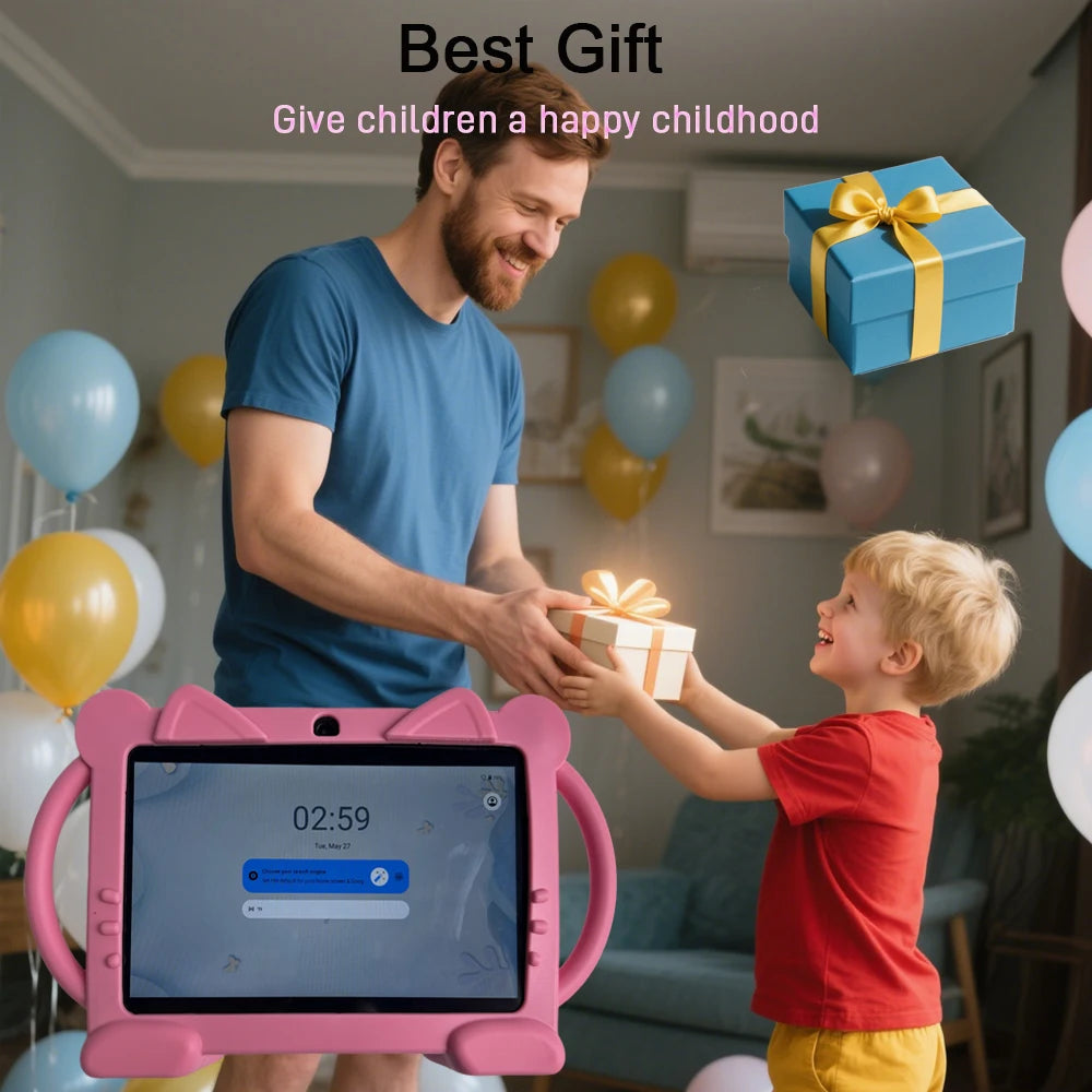 Tablet Kids 2+32GB 7'' Android Tablet Toddler with Case 5G WiFi Bluetooth Dual Camera  Educational Learning Toys Children Gifts