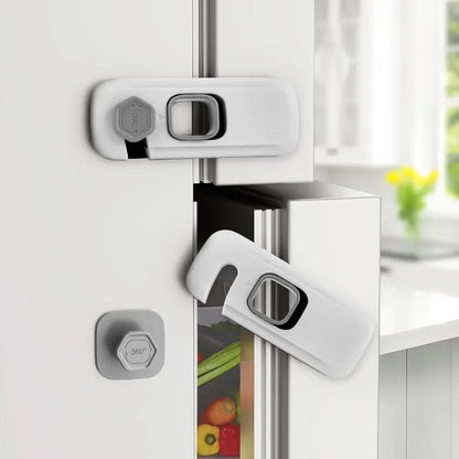 1-piece Safety Child Protection Double Door Refrigerator Lock, Cabinet Lock, No Tools or Drills Required, Strong Adhesive, Gray