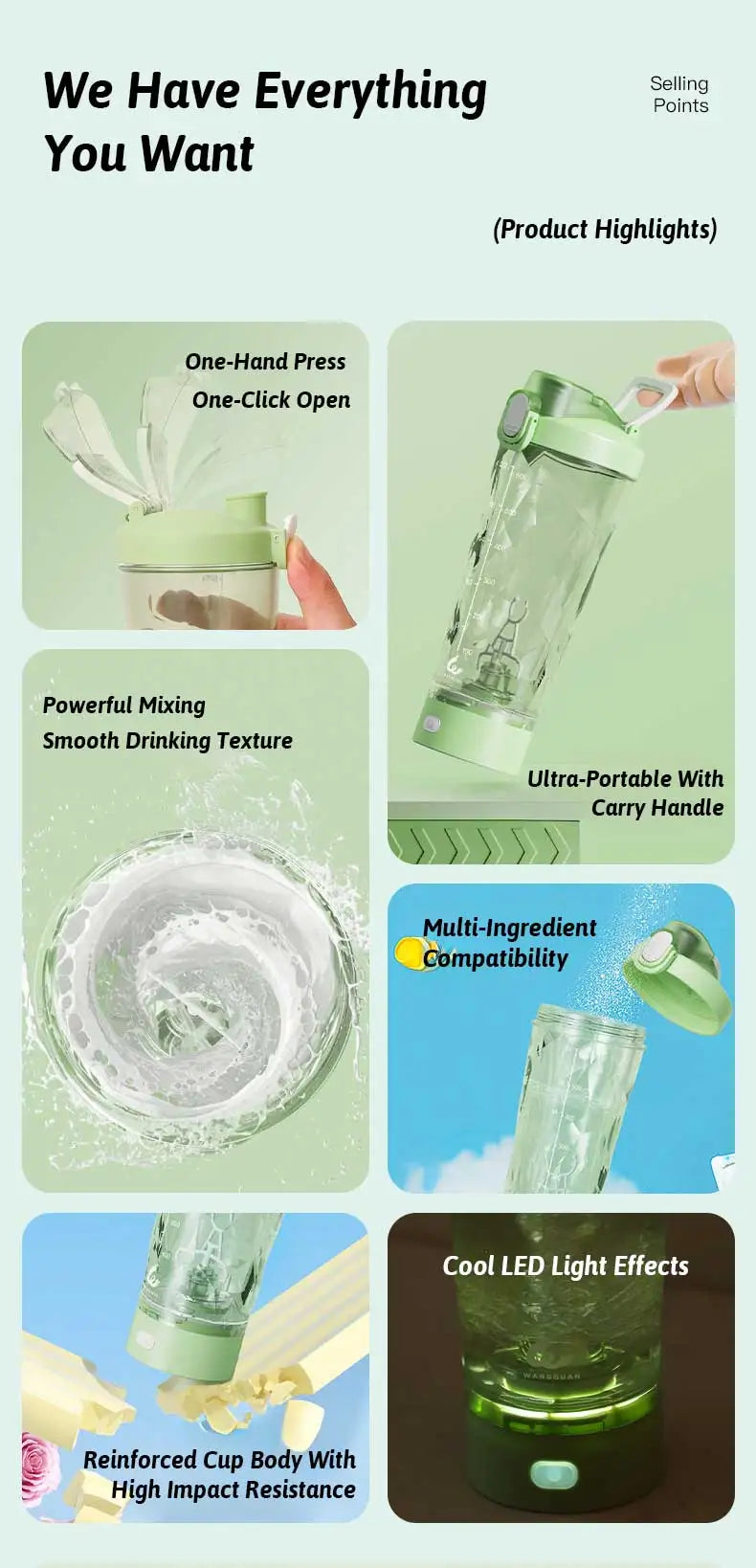 Portable Mixing Cup 600ml Protein Shaker Bottle Fully Automatic Blender Kettle USB Rechargeable Multipurpose for Gym Outdoor