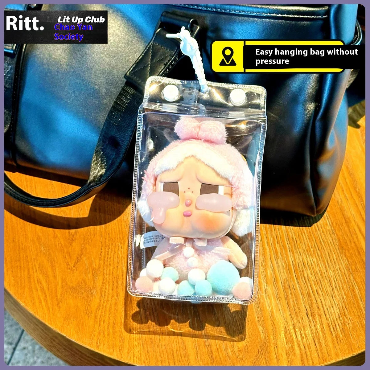 Labubu Fully Transparent Square Walking Bag Labubu Sitting Posture Protective Cover Labubu Protective Cover Display Bag Fashion