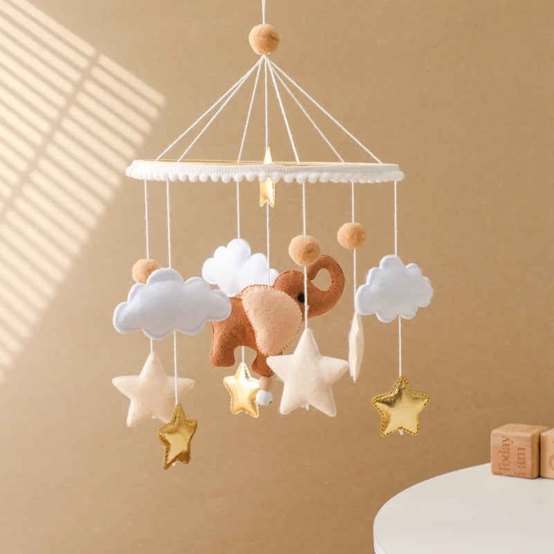 Baby Mobile Crib Bed Bell Musical Rattles Toys Soft Felt Cartoon Animal for Infants Nursery Mobiles Forest Animals Crib Toys