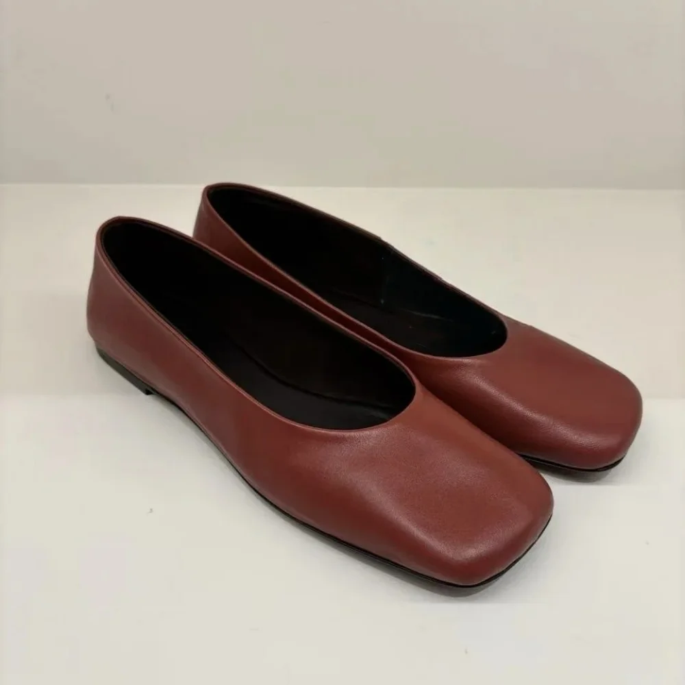 FEDONAS Fashion Classic Soft Genuine Leather Flats Shoes Elegant Basic Square Toe Flats Platforms Spring Summer Office Shoes