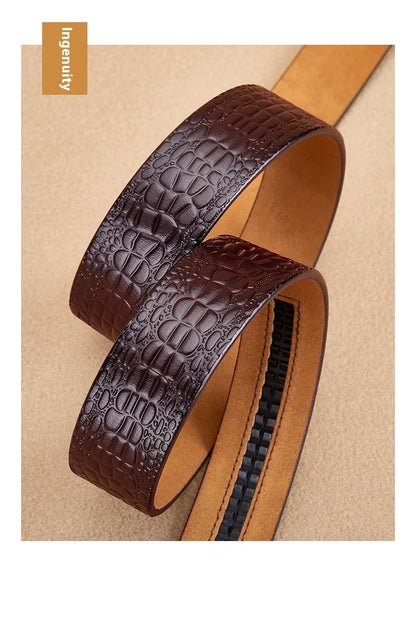 Leather material waistband. Single belt, crocodile pattern belt, casual waist belt, 3.5cm belt