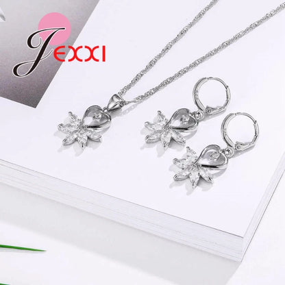 Wedding Accessories Jewelry Sets for Women Bridesmaid jewelry set 925 Sterling Silver Color Color Crystal Fashion Jewelry Set