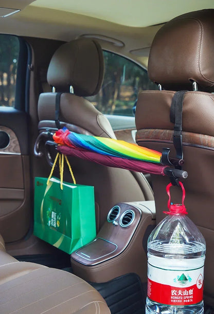 Car Back Seat Hook Multi-function Rear 2pcs Seat Headrest Hanging Hook Umbrella Holder Seat Back Storage Interior Organizer