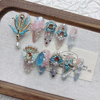 10Pcs High Quality Handmade Press on Nails Simple And Elegant  Royal A must For Trends Fashion Weapon Nail Stickers  Elegant