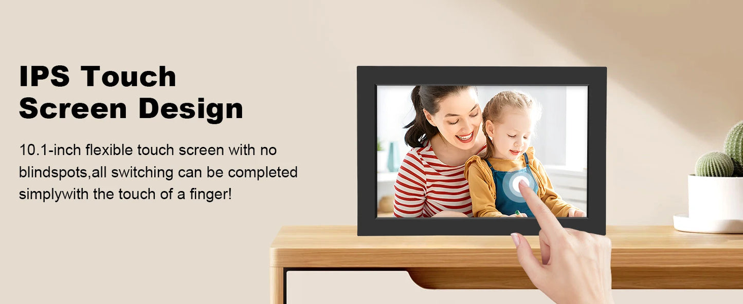 WiFi Digital Photo Frame 10.1 Inch 32GB Smart Digital Picture Frame with 1280x800 IPS HD Touch Screen Digital Frame Gift