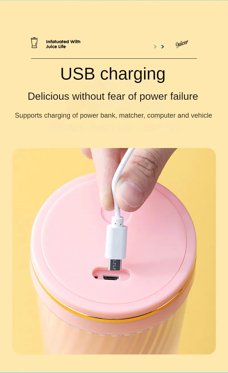 Portable Milkshake and Smoothie Blender 10 Blades Powerful Juice Jug with USB Rechargeable for Home, Office, Sports, Outdoor.