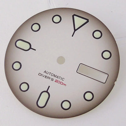 NH36 Watch Dial 29mm Weekday Date Orange/white/black Dial Face Plate Green Lume for Diver Watch Hand Set