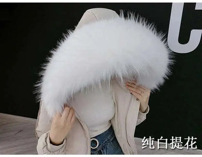 Detachable Faux Fur Collar Extra Large Warm Fake Fur Scarf Wrap Evening Cape For Winter Womens Coat Faux Fur Hood Ttrim Collar