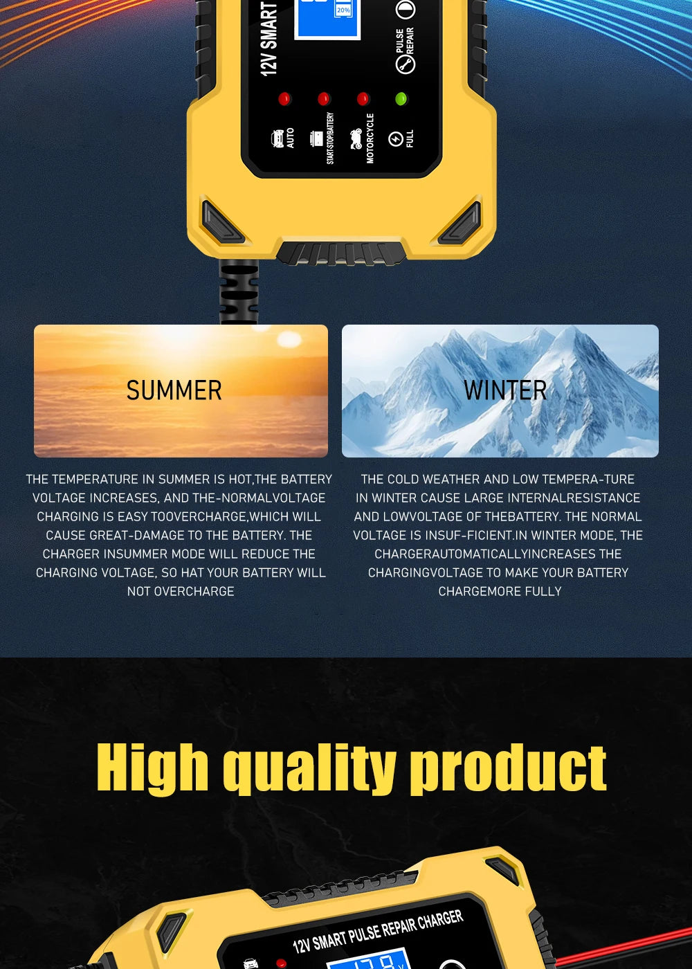 Car Battery Charger, 12V 6A Automatic Intelligent Storage Battery Maintainer Trickle Charger Suitable for Cars, Trucks, Suvs, Mo