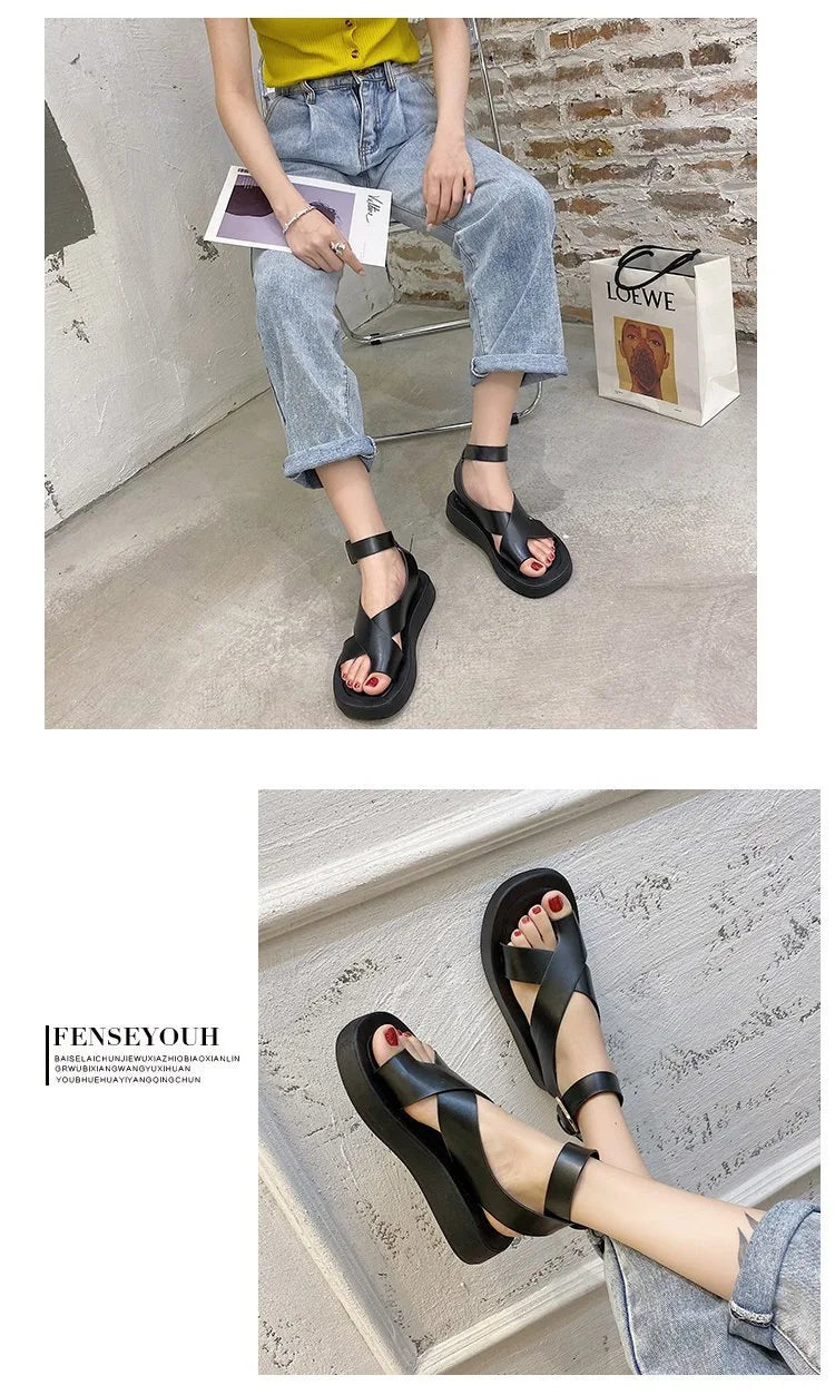 HOT Women's Sandals 2022 Summer Solid Color Comfortable Female Beach Shoes Chunky Sandals For Woman Non-Slip Shoe