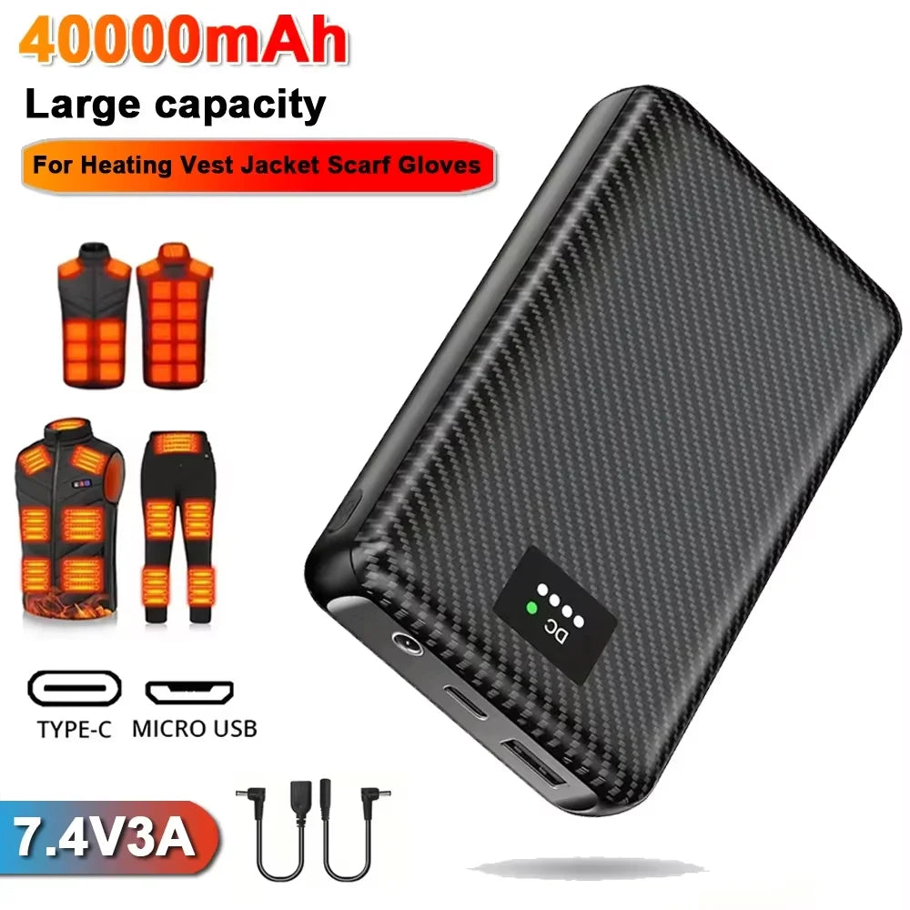 Powerbank 40000mAh Portable Heating Mobile Power Supply for Heating Vest Jacket Gloves Electric Heating Equipment DC Power Bank