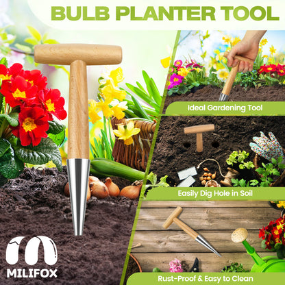 Gardening Hole Puncher Wooden Handle T-shaped Fertilizer Planting Tool Punching Sower Garden Flower Plants Supplies Accessories