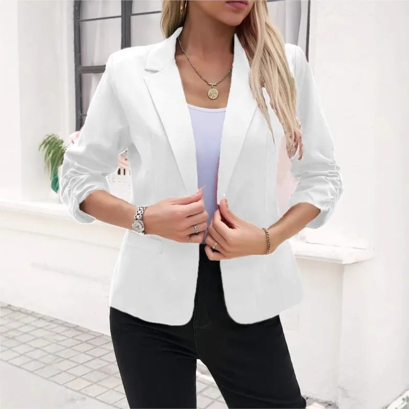 New Office Lady Suits Jacket Tops Formal Women's Seven Quarter Sleeved Suit Coats Casual Black Workwear Blazer Femme Clothing