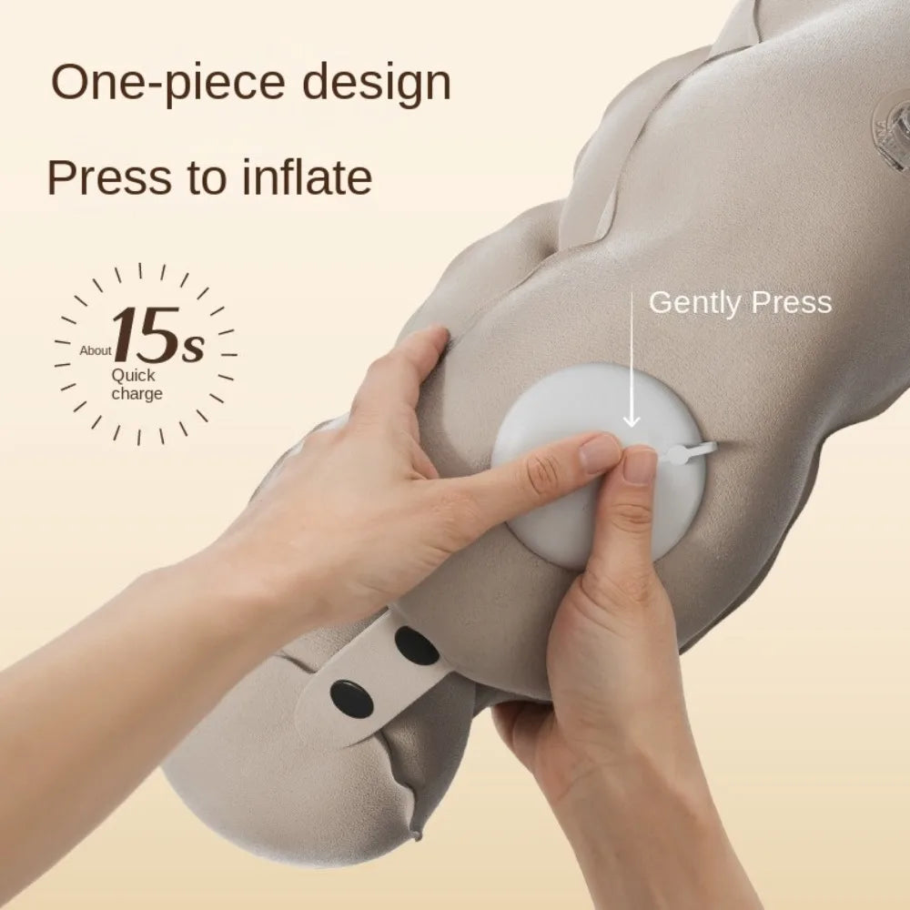 Pressed Inflation Inflatable Travel Pillow Comfort Foldable U-shaped Pillow with Storage Bag Lightweight Neck Support Cushion