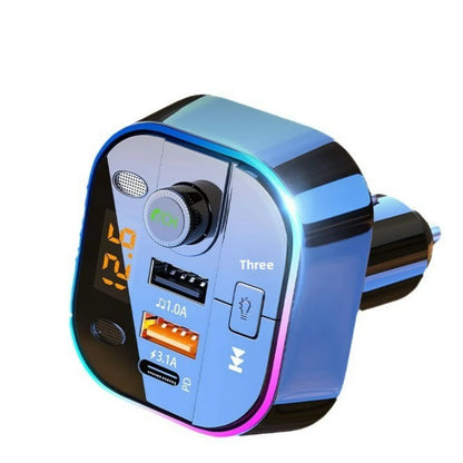 Bluetooth 5.0 Car FM Transmitter Car Bluetooth Receiver Ambient Hands-Free Mp3 Player Dual USB Fast Charger 5.0 Audio Adapter