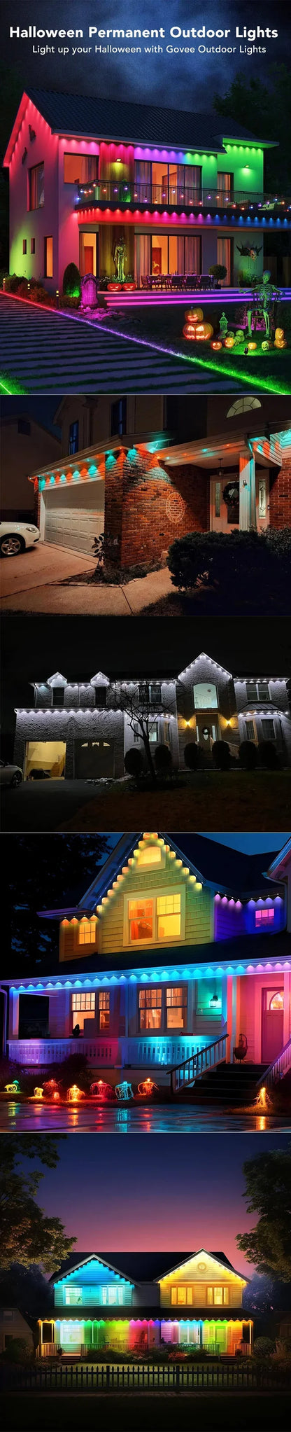 Permanent Outdoor Lights for House Smart Outside Christmas Eaves Light Waterproof Eaves Lights Remote APP Control Music Sync