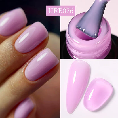 UR SUGAR 7ml Pale Pink Rubber Base Gel Nude Color Semi Permant Soak Off UV LED Self-leveling Gel Varnishes Great Coverage