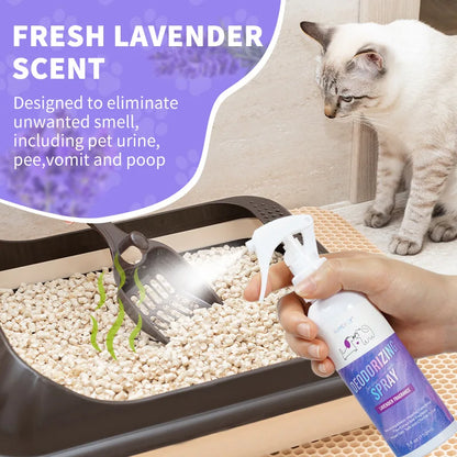 150ml Cat & Dog Odor Eliminator Spray – Lavender Plant Extract for Cat Litter & Pet Bedding – Effectively Neutralizes Urine Odor
