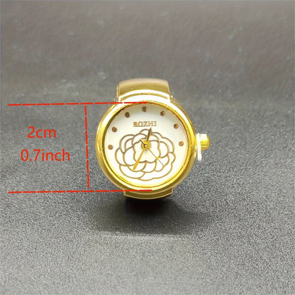 New Ring Watch Women's Retro Rose Gold Mini Finger Watch Student Watch Ring Watch Real Watch Can Watch Time