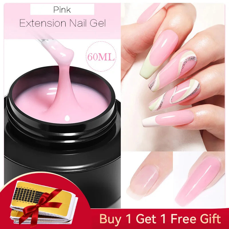 BORN PRETTY 60/30ml Hard Jelly Extension Nail Gel Polish French Nails Nude Pink White Clear Nail Supplies Gel for extension