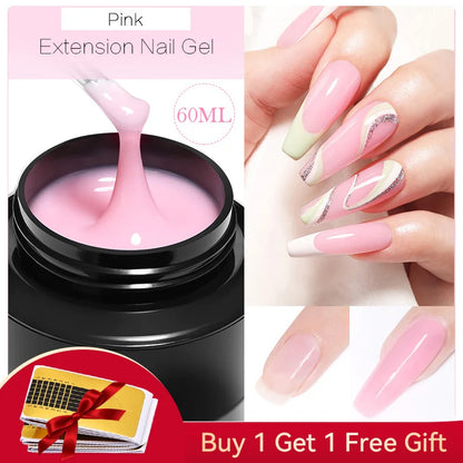 BORN PRETTY 60/30ml Hard Jelly Extension Nail Gel Polish French Nails Nude Pink White Clear Nail Supplies Gel for extension