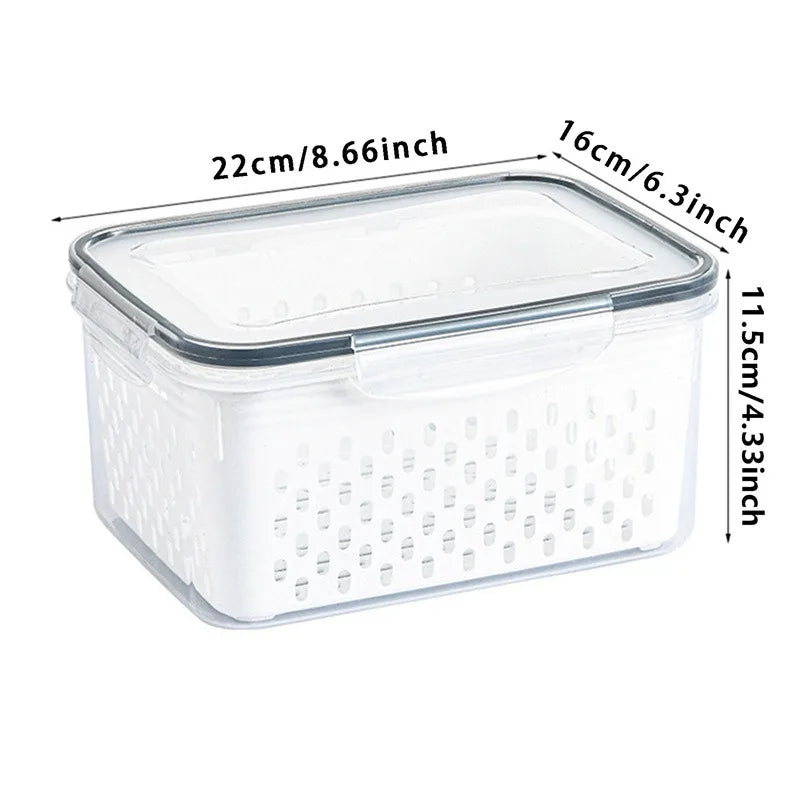 Refrigerator Storage Box Fridge Organizer Fresh Vegetable Fruit Boxes Drain Basket Containers Pantry Kitchen