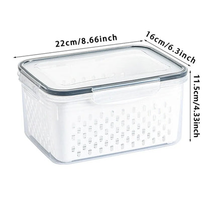 Refrigerator Storage Box Fridge Organizer Fresh Vegetable Fruit Boxes Drain Basket Containers Pantry Kitchen