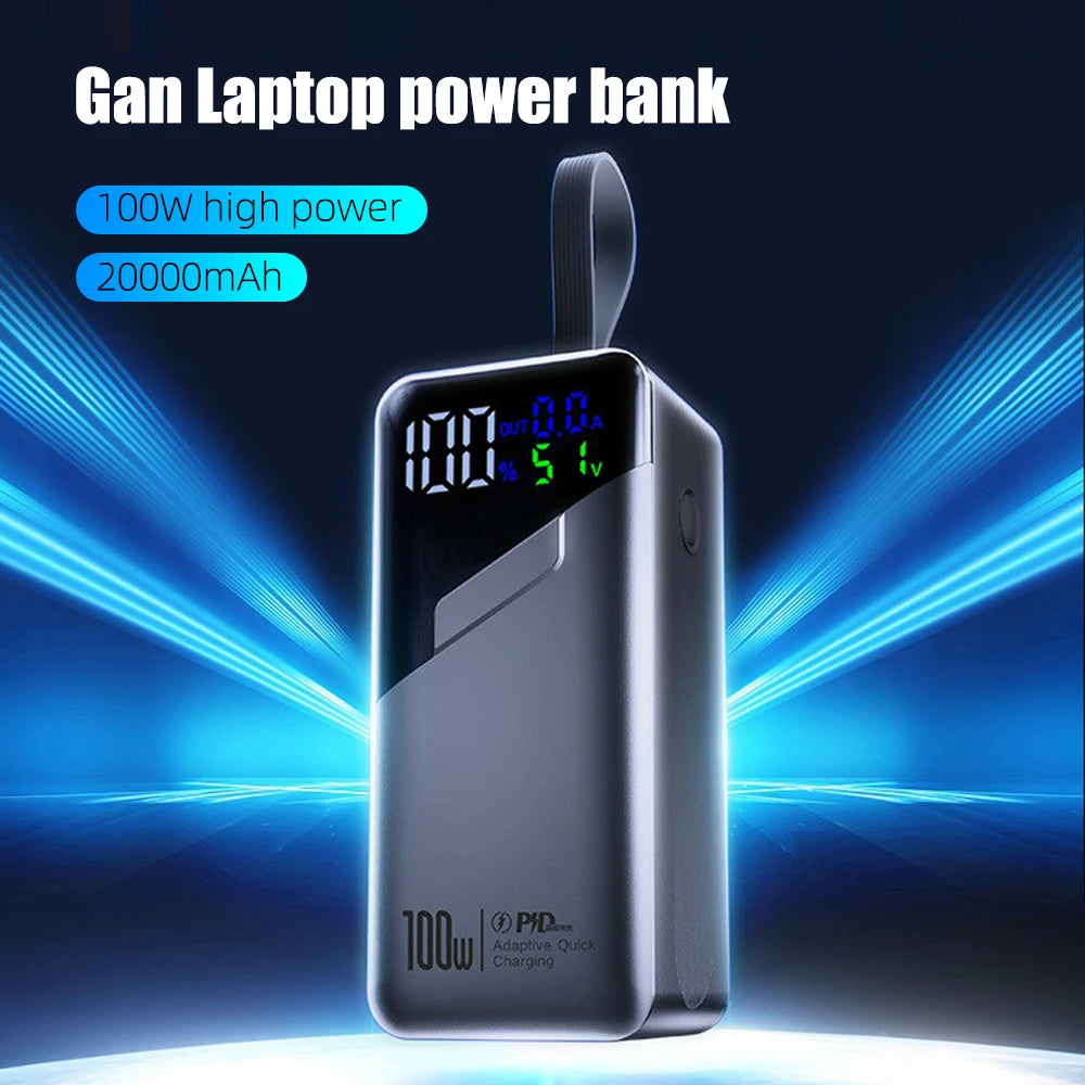 PD100W GaN Power Bank 20000mah/30000mah Build in Line High Definition LED Screen UFCS Phone Laptop Phone Portable Fast Charging