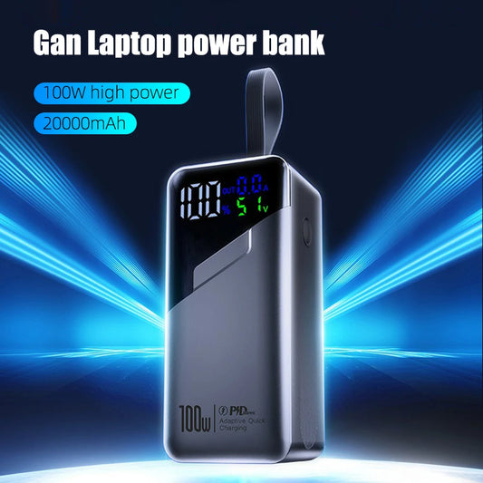 PD100W GaN Power Bank 20000mah/30000mah Build in Line High Definition LED Screen UFCS Phone Laptop Phone Portable Fast Charging