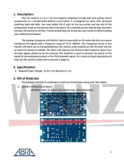 DIY Electronic Kits Wireless Stereo FM Radio Receiver Module PCB 76MHz-108MHz DC 1.8V-3.6V